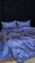 Jacquard & Cotton Sateen Bedding Set - Blue